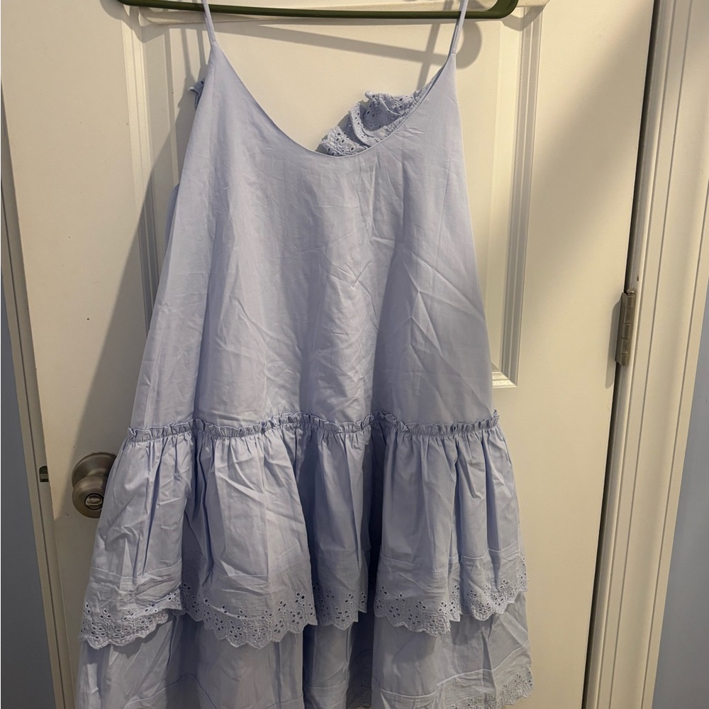 Light Blue Sleeveless Tiered Dress